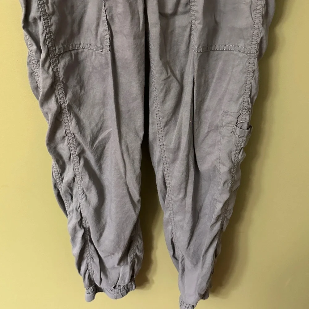 Eileen Fisher Petite PS Grey Elastic Waist Cargo‎ Jogger Pants Casual Utility